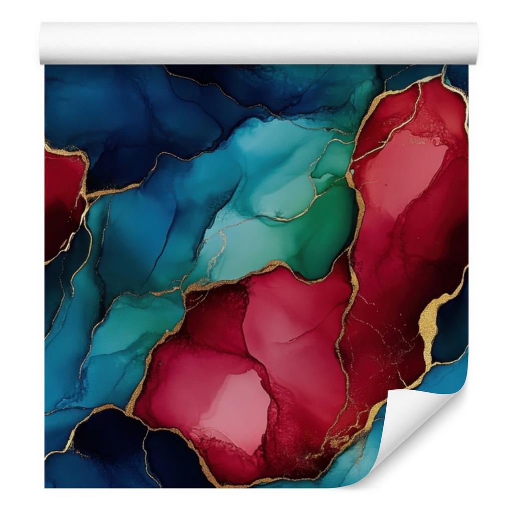 Ink Wallpaper Turquoise, Navy Blue and Pink for Living Room and Bedroom 50x1000