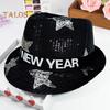 Шляпа с пайетками С Новым годом Джазовая шляпа Винтажная ковбойская вечеринка в клубном стиле Фотореквизит Блестящая фетровая шляпа для взрослых Головной убор для косплея Праздники Карнавал