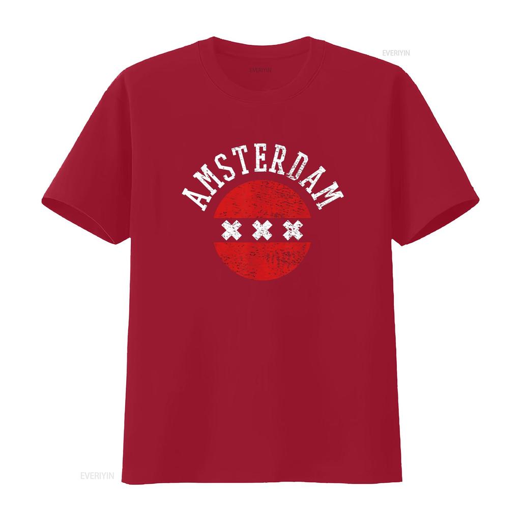 Amsterdam T Shirt vintage Washed Breathable designer clothes Slightly Versatile Top For Everyday Wear Unisex Comfortable