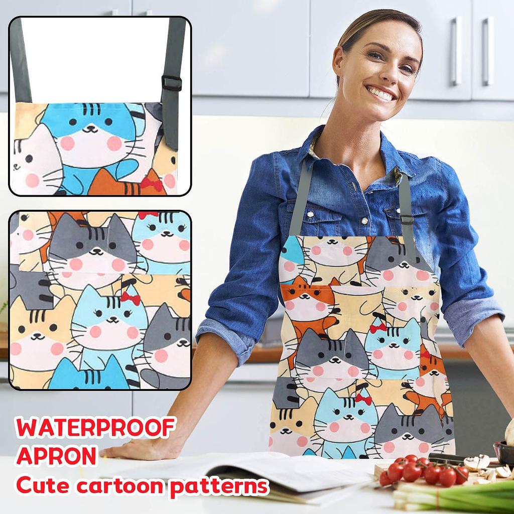 Fashion Waterproof Apron Kitchen Waterproof And Oil-proof Apron Neck Apron