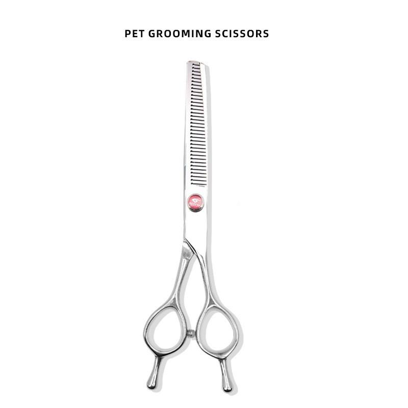 Professional Pet Grooming Scissors Set 6.5 Inch Stainless Steel Flat Tooth Fishbone Thin Out Fluffy Trim Dogs Cats