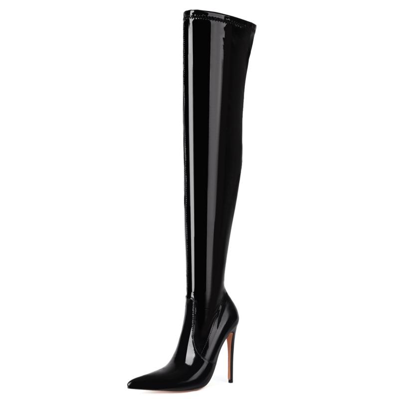 Thigh High Boots For Women 2024 Sexy Point Black Heeled Winter Women's Over the Knee Boot Long Party Fetish Dance Shoes Lady