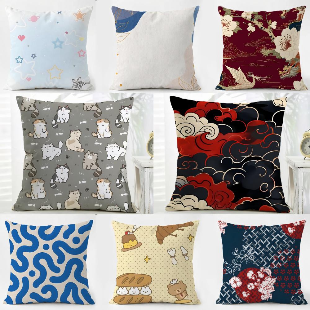 IINS Korean Style Background Pattern Ins Style Cushion Cover Washable Linen Pillowcase Soft for Daily Sofa Bed Home Room Decor