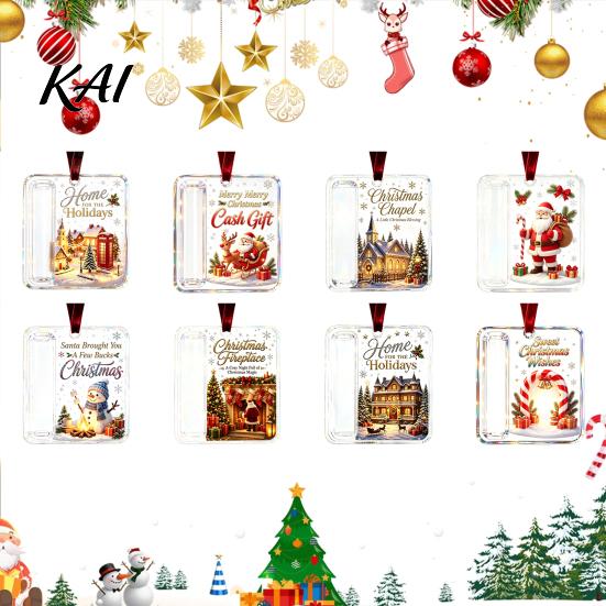 Decorative Cash Holder for Christmas Acrylic Money Ornament, Gift Hanging Decor with Ornament Tree Festive Pattern, Pendant Surprise Giving,