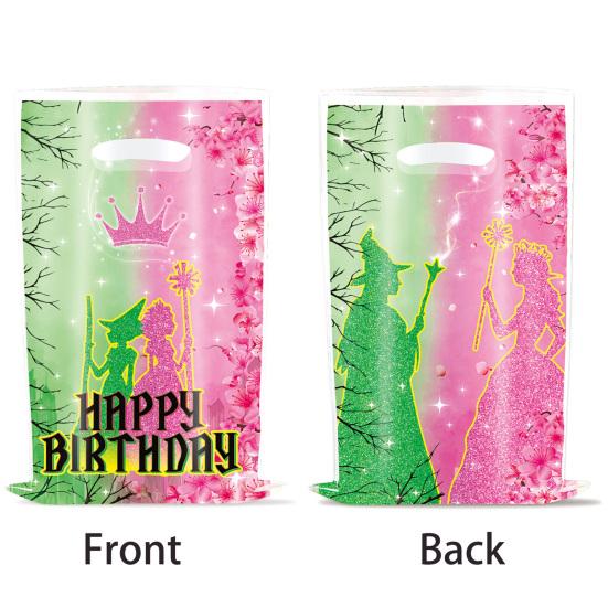 Подарочные пакеты для вечеринки ведьмы, зеленые и розовые пакеты для сладостей, пластиковые подарочные пакеты для закусок для девочек, принадлежности для вечеринки по случаю дня рождения ребенка