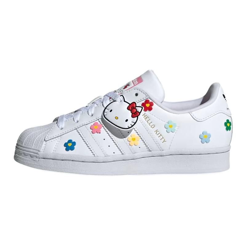 Hello Kitty x adidas Superstar J Разноцветные Цветочные Детские Кроссовки Белый Облачно-Белый Основной Черный ID7279