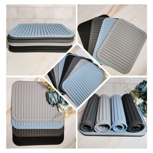 Hotsyang Silicone Trivets - Rectangular Silicone Hot Pads for Kitchen Countertops, 9x12 Inch, 2-Pack (Black)