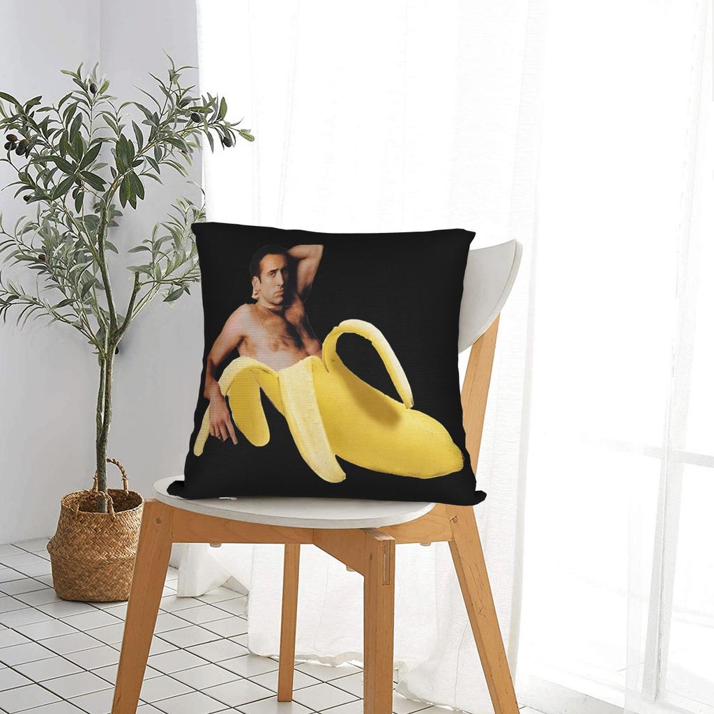 Pillow Case Funny N-Nicolas C-Cage Banana Soft  Pillow Cover For Living Room Chair Cute Funny Pillowcases