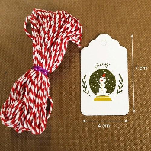 50 шт. Веселого Рождества, белая бумажная бирка с хлопковой нитью, перчатка Санта-Клауса, рождественский декор