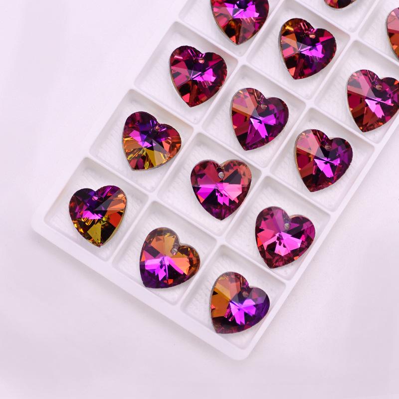 Heart Gem Crystal Rhinestone Pendant for DIY Earrings