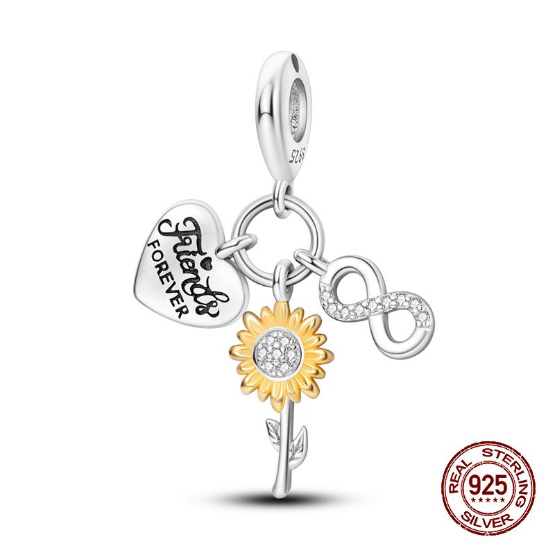 925 Sterling Silver Butterfly Tulip Iris Flower Charms Beads Fit 925 Original Bracelets Fine DIY Valentine Jewelry Gifts