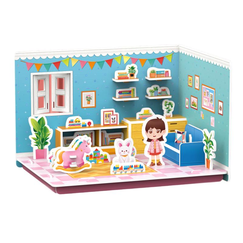 Three-Dimensional House Assemble Model Creative Handmade DIY 3D Paper Card Puzzle Parent-Child Interaction Children's Toys