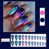 24pcs False Nails Blue Gradient Design Fake Nails Art Full Coverage Waterproof Removable Artificial Press On Nails