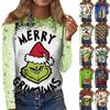 Women's Fashion Casual Long Sleeve Christmas Print Round Neck Pullover Top Blouse