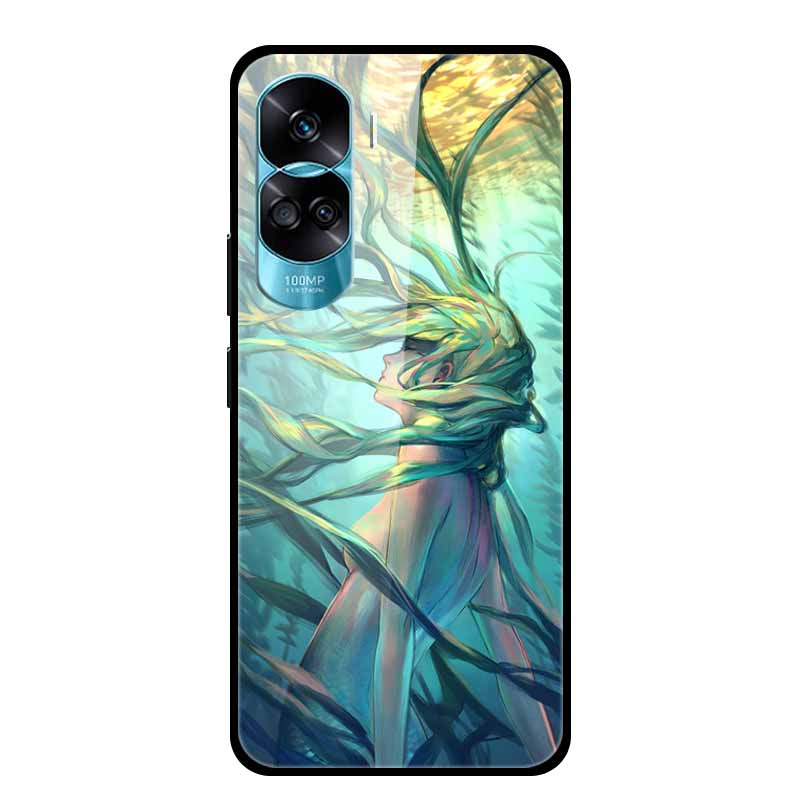 Чехол для Honor 90 Lite 5G 90Pro Закаленное Стекло Жесткая Задняя Крышка для Huawei Honor 90 Pro Мягкий Бампер Honor90 90Lite Fundas Роскошный
