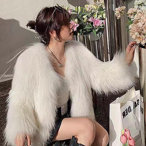 Nuovo cappotto corto sottile in peluche con inserti in pelo di volpe e pelo di visone artificiale per autunno e inverno