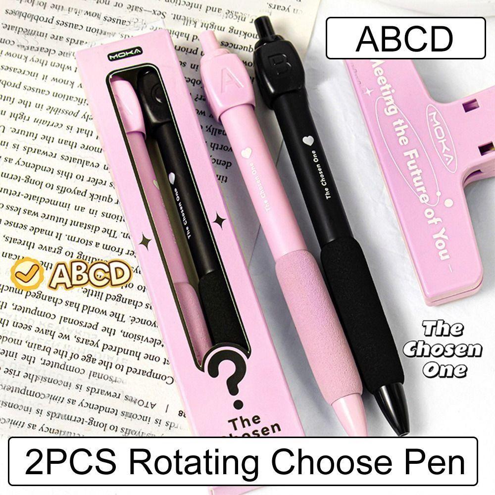 2PCS Fun Rotating Answer Pen ABCD Select Ballpoint Gel Pen Creative Rotating Choose Pen  Student Use