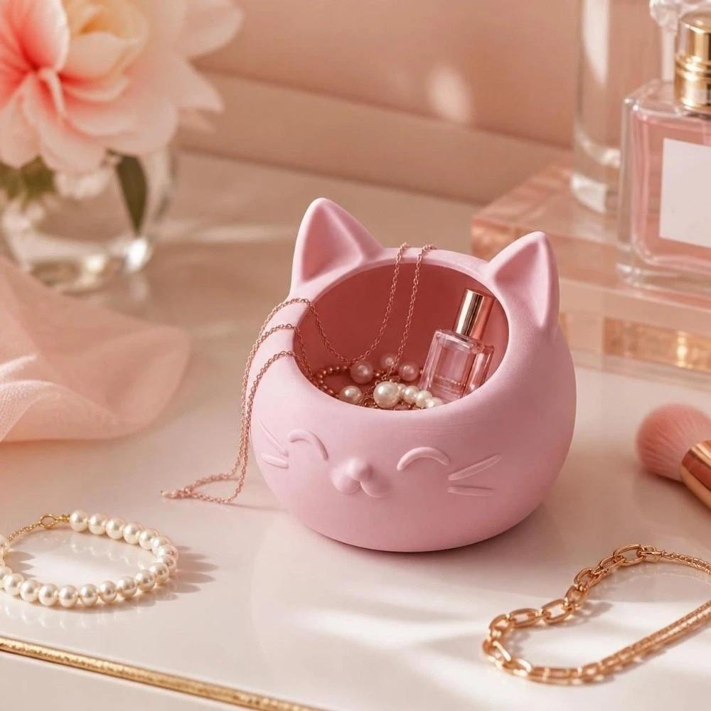 3D Printed Desktop Storage Container Wide Mouth Jewelry Holder Cute Storage Box Dressing Table