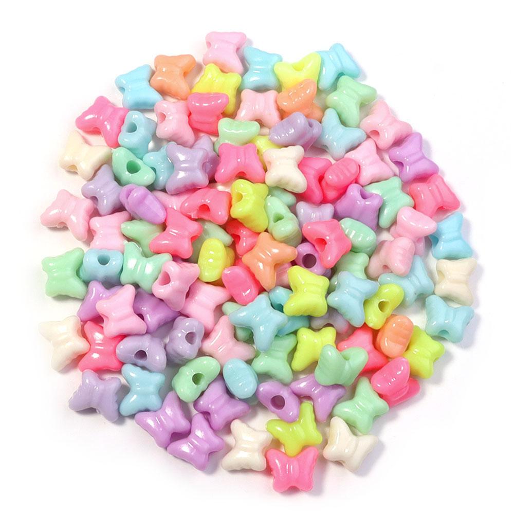 100pcs Heart Star Butterfly Flower Acrylic Beads Loose Spacer Beads Large Hole Beads for Jewelry Making Diy Bracelet Necklace