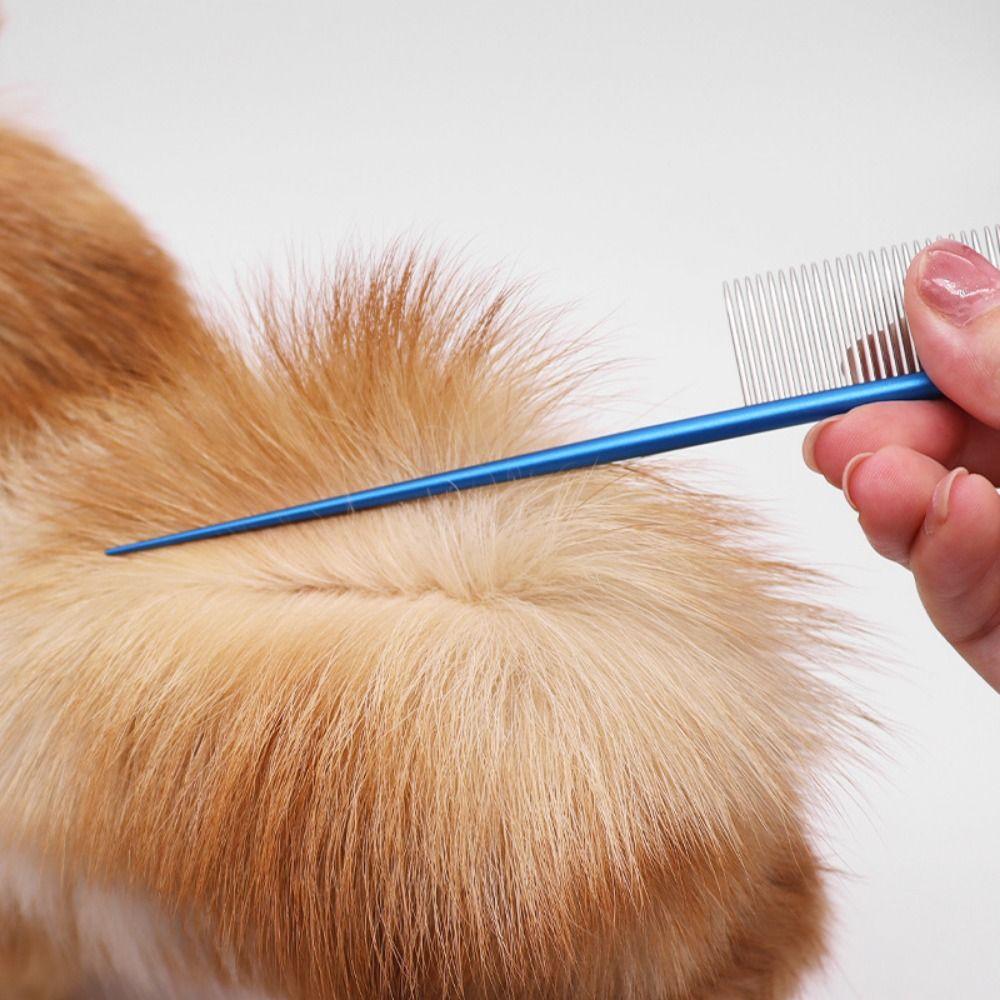 Non-rust Pet Flea Comb Practical Stainless Steel Colorful Dog Grooming Comb Dense Tooth Pet Hair Comb for Dogs Puppy Cats