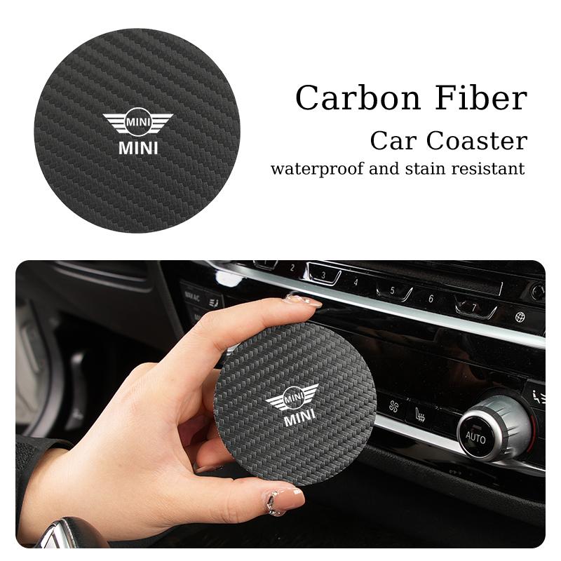 2025 Hot 2Pcs Car Styling Coaster Cup Holder Anti-slip Mat Carbon Drink Pad For BMW X1 X2 X3 X4 X5 X6 X7 G20 G30 6GT E46 E90 E60
