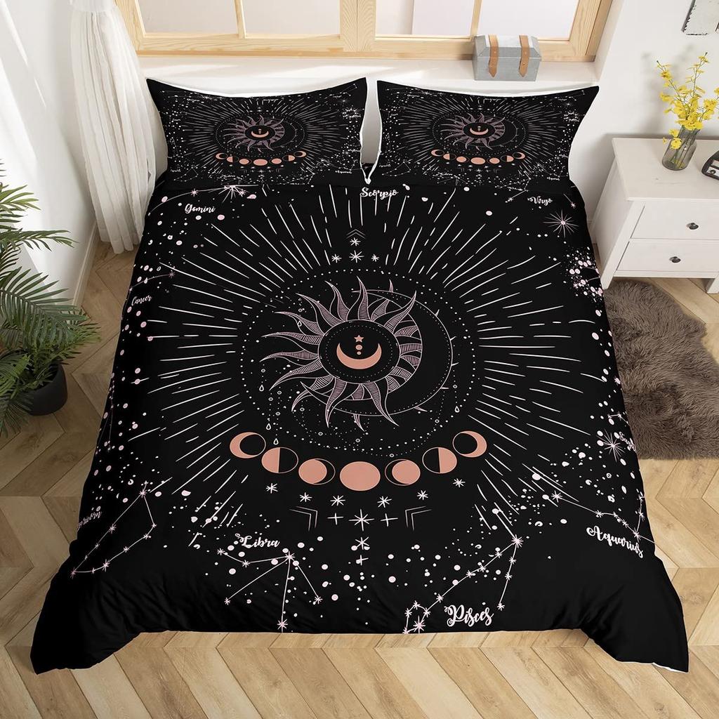 Комплект пододеяльника Sun And Moon King Size Фиолетовый Лиловый Ловец снов Звездный Постельный комплект Для Детей 2/3 предмета Богема Покрывало