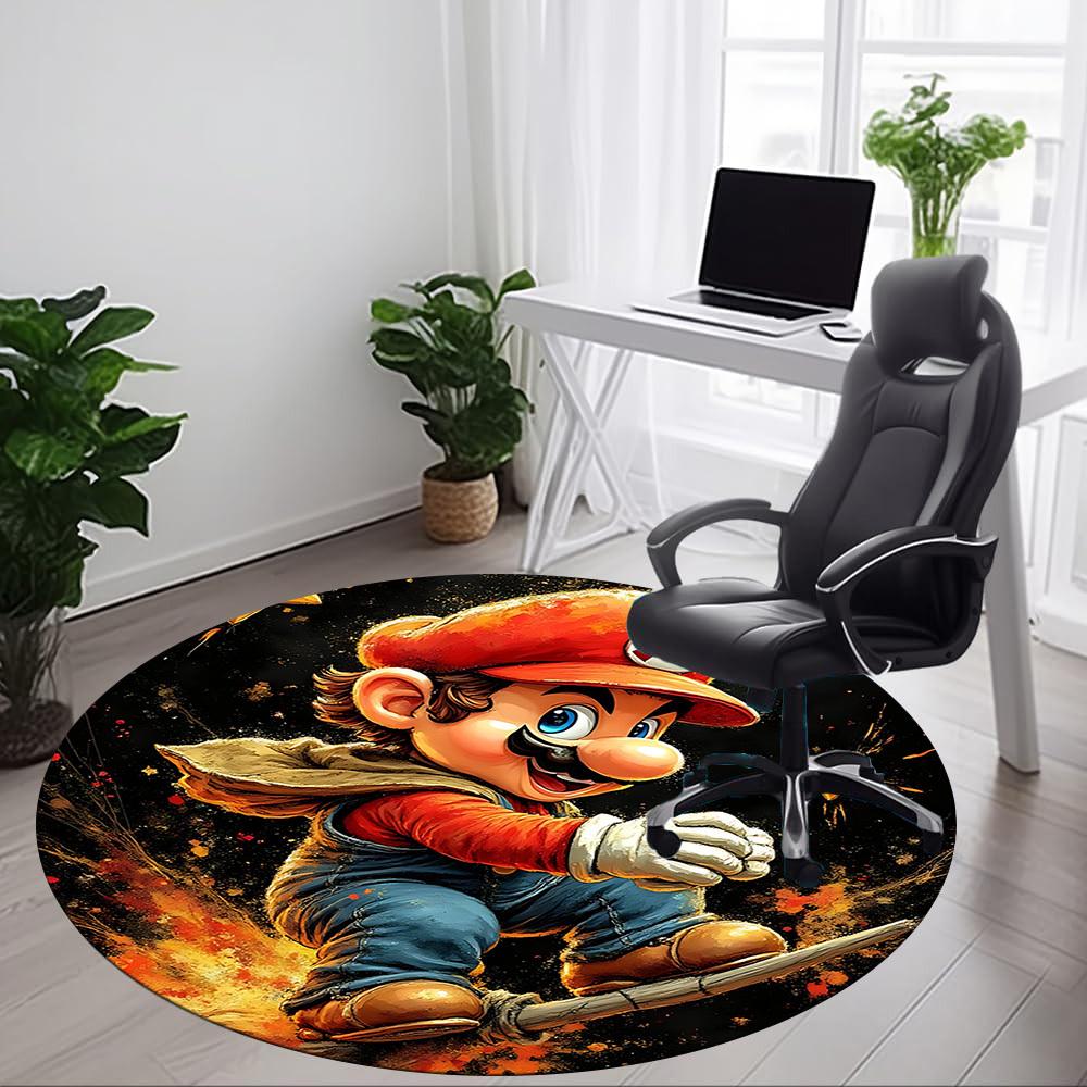 1pc Mario Adventure Office Round Area Rug, Indoor Mat Suitable For Office,Bedroom Living Room Home Decor, Room Deco a0928184