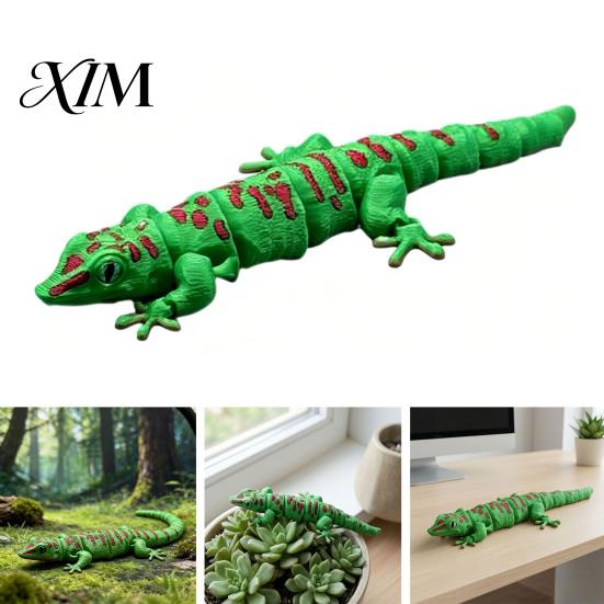 Creative Prank Props 3D Printed Articulated Gecko Figurine, Realistic Reptile Ornament with Movable Joints, Cute Posable Educational Biology