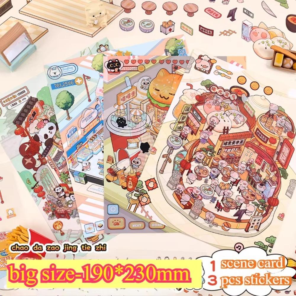 Plus Size Landscape Stickers Food Series Visual Stacking Sticker Children Gift
