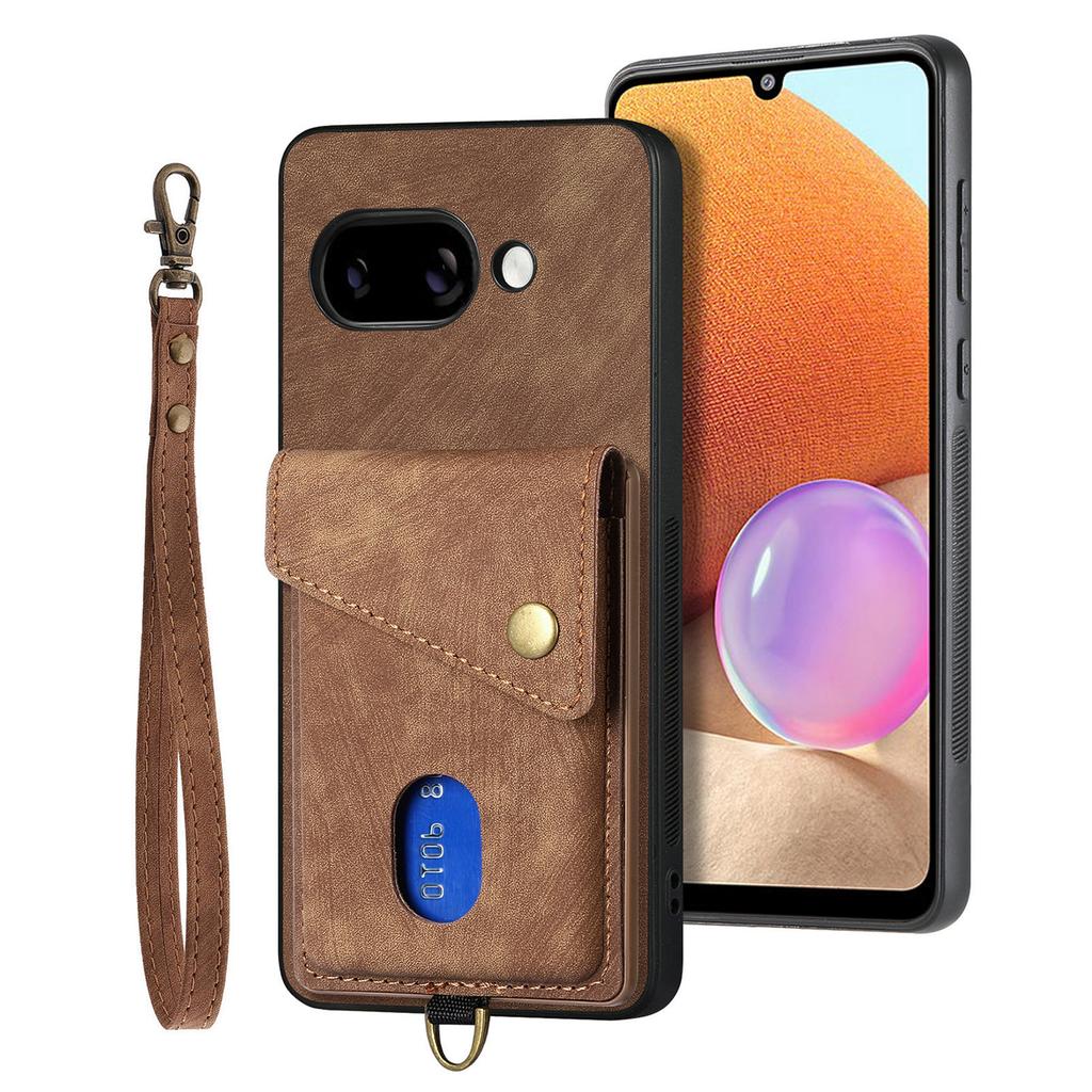 For Google Pixel 9a Case with Card Holder Kickstand Leather Phone Back Cover