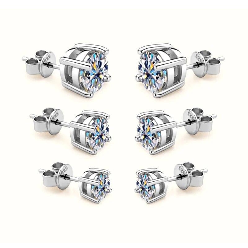 Серьги-гвоздики Aiternity с муассанитом, бриллиантовые серьги для мужчин и женщин, серебро 925 пробы с платиновым покрытием для невесты, свадебные серьги с драгоценными камнями
