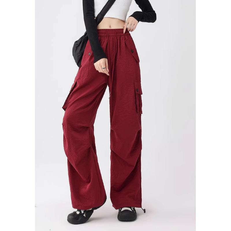 Женские рабочие повседневные брюки прямого покроя с высокой талией. Осень. Новые свободные спортивные брюки с драпировкой и широкими штанинами.