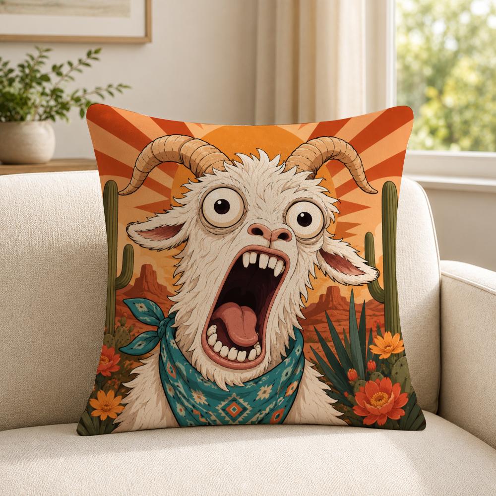 Чехол на подушку Мем VVintage SScreaming GGoat Мягкий короткий плюш Кожаный чехол для подушки для использования в различных ситуациях
