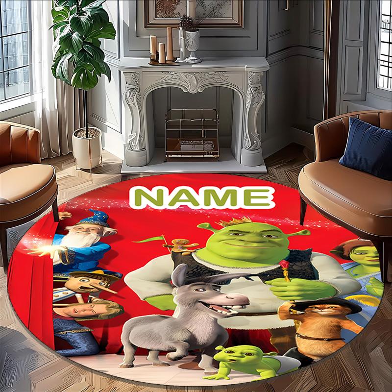 Customizable S-Shrek1 Round Non-Slip Carpet - Ideal for Garden, Picnic, Office, Perfect for Decoration, Suitable For All Seasons