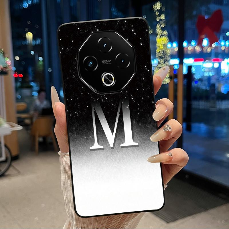 Anti-scratch Phone Case For Umidigi G100 Pro/G100 5G Soft Silicone Black Casing Lucky A-Z Letter With Flower Couple Shell