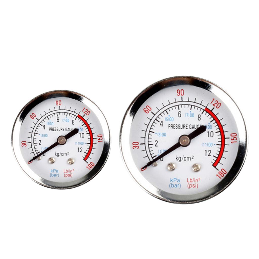 High-performance Air Pressure Gauge Center Back Mount 1/4"/1/8" Connection Size Measuring Range 0-12 BAR 0-180 PSI