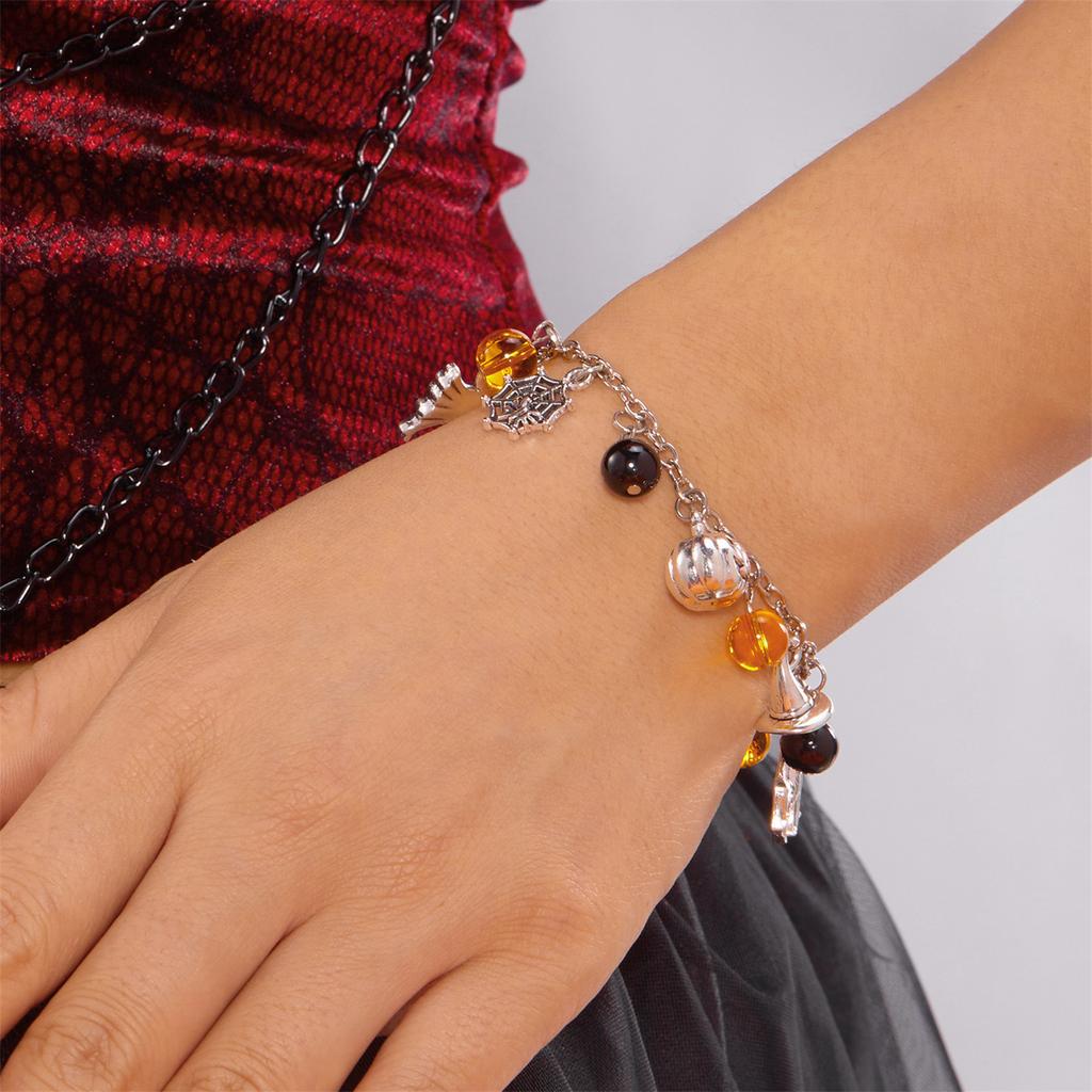 Браслеты на Хэллоуин с тыквой, парные, набор браслетов на запястье с тыквой-пауком для женщин, мужчин, скелет, кот