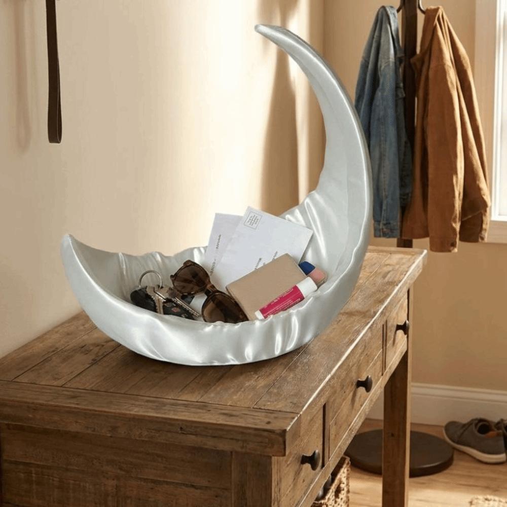 Minimalist Earrings Ring Display Dish Moon-Shaped Decorative Plate Entryway Decor