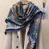 130*130cm 30% Silk +70% Wool Scarf Retro Vintage Luxurious Soft Shawl Large Warm Winter Wrap for Women