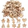 100Pcs/Set Christmas Decorations Environmental Protection Natural Retro Color Cartoon Wood Chips