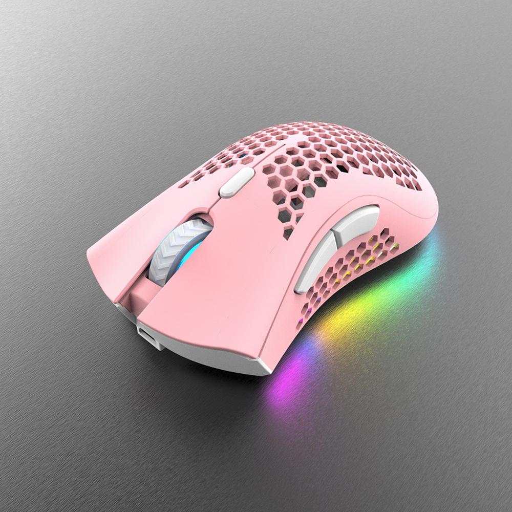 2.4G Wireless Gaming Mouse Rechargeable Mouse with RGB Light Effect 3 Adjustable DPI Hollowed-out