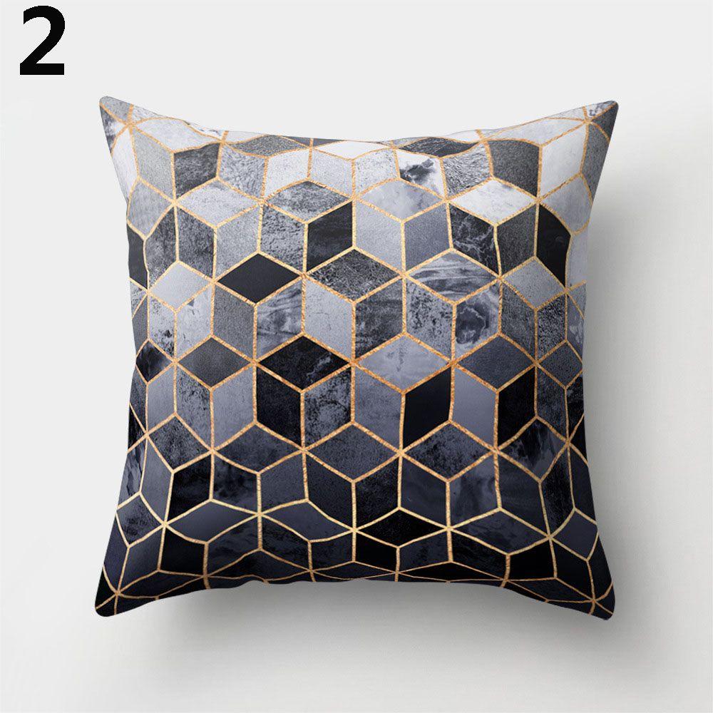 Gold Shining Home Decor Car Seat Peach Skin Cashmere Cushion Cover Pillow Cases Geometric Printed