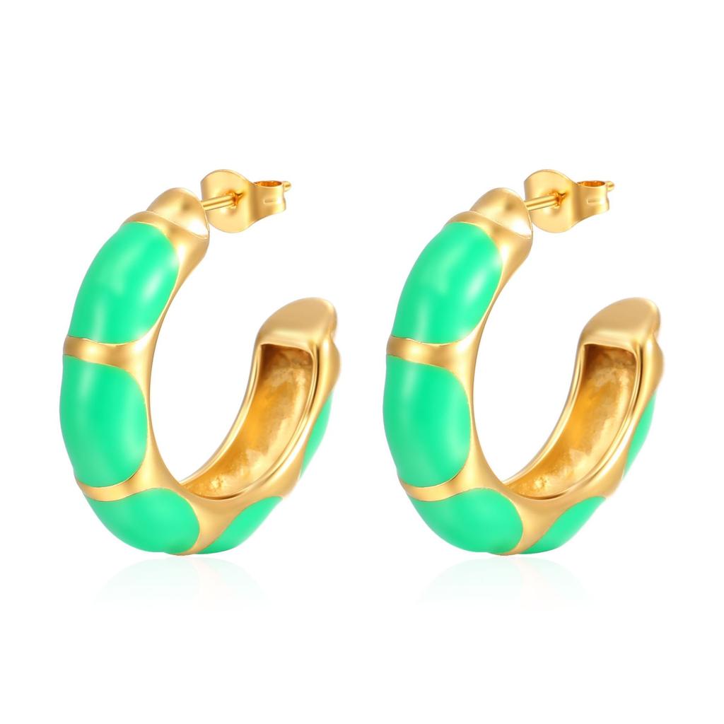 Минималистичные креативные цветные серьги-капельки C из нержавеющей стали с позолотой в стиле бамбука, дизайн Sense Jewelry