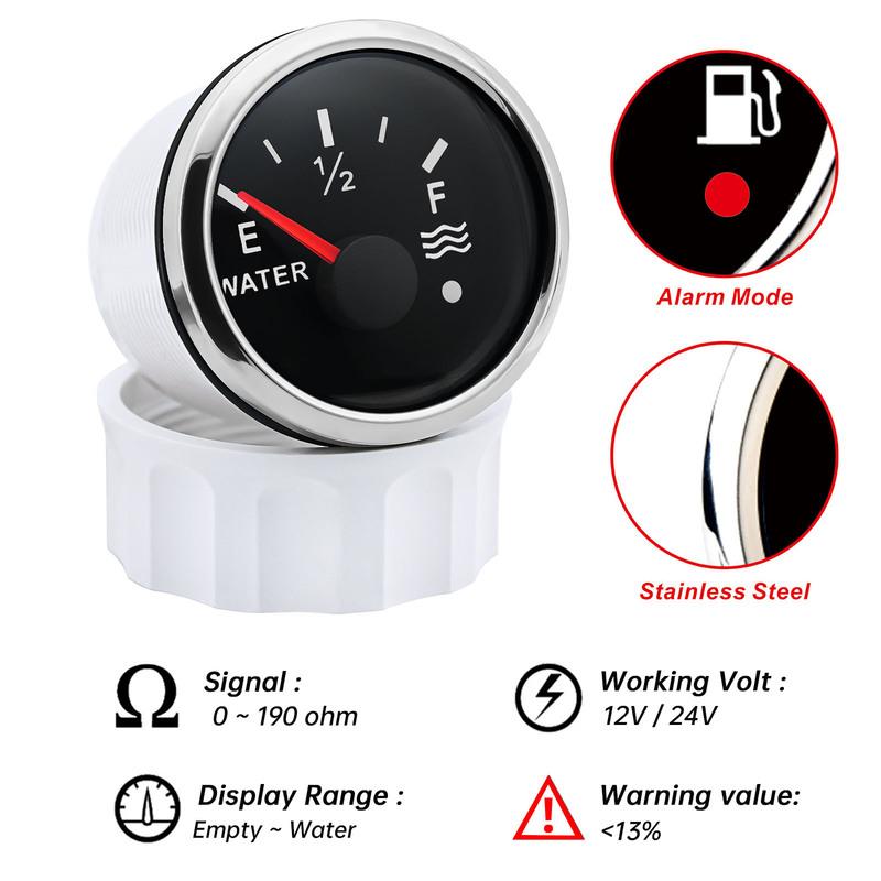 100~525mm 0-190ohm Stainless Steel Water Level Gauge Sensor For Car Boat Water Level Gauge Meter with 7 Colors Backlight 9-32V