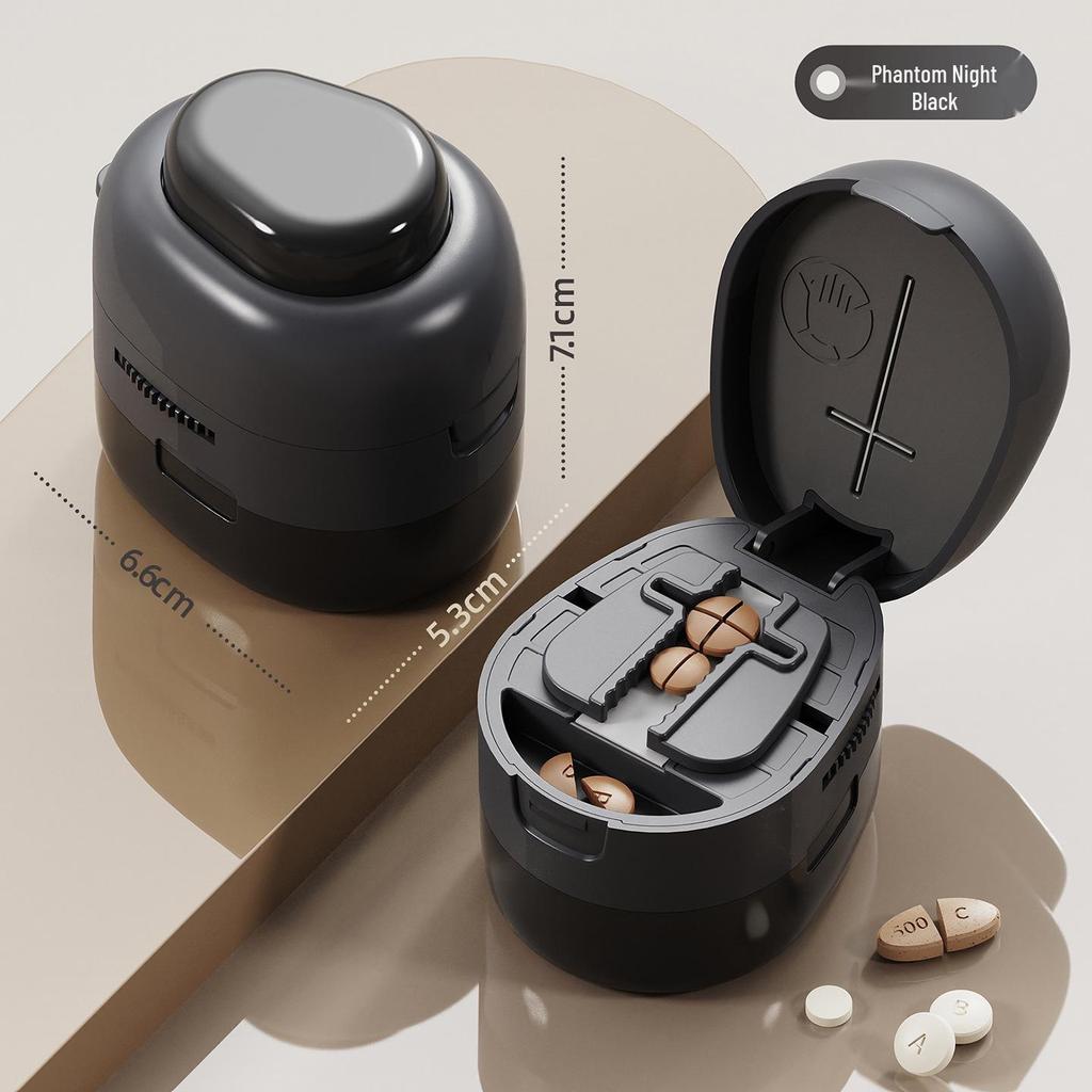 Portable Multi-functional Pill Cutter & Dispenser: 4-in-1 Medicine Storage and Splitter Tool