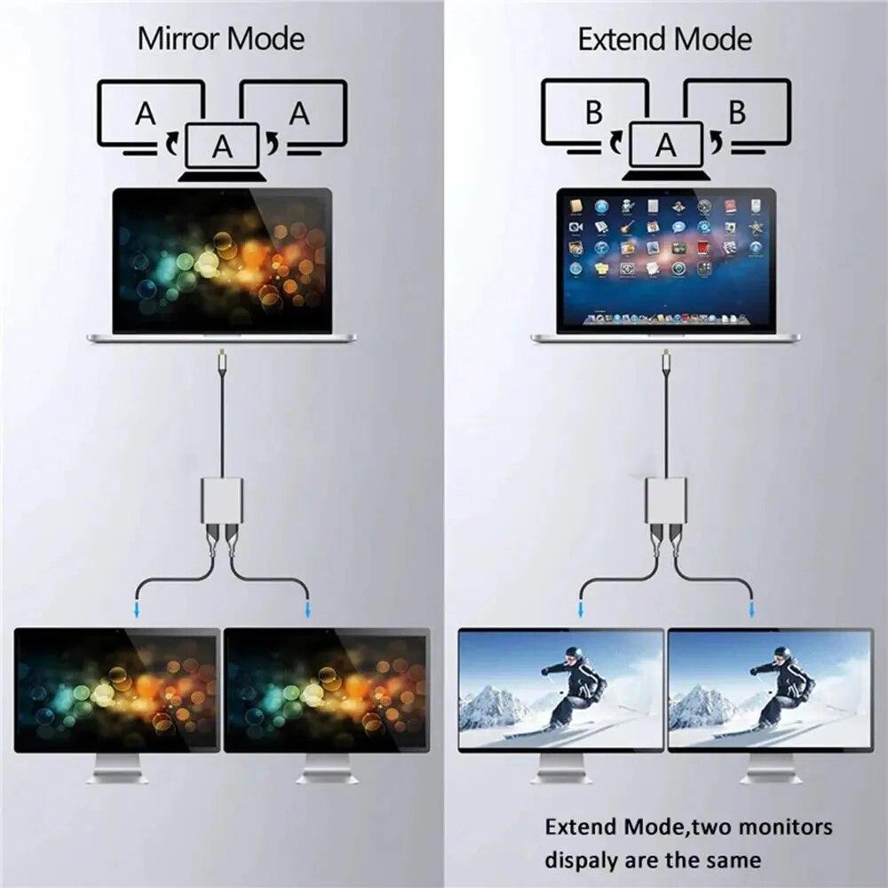 4k UHD-дисплей Usb C Thunderbolt3 Dual HDTV Extend 2 монитора Usb 3.0 Hub Type-C Dock Pd Быстрая зарядка для Macbook Pro Air