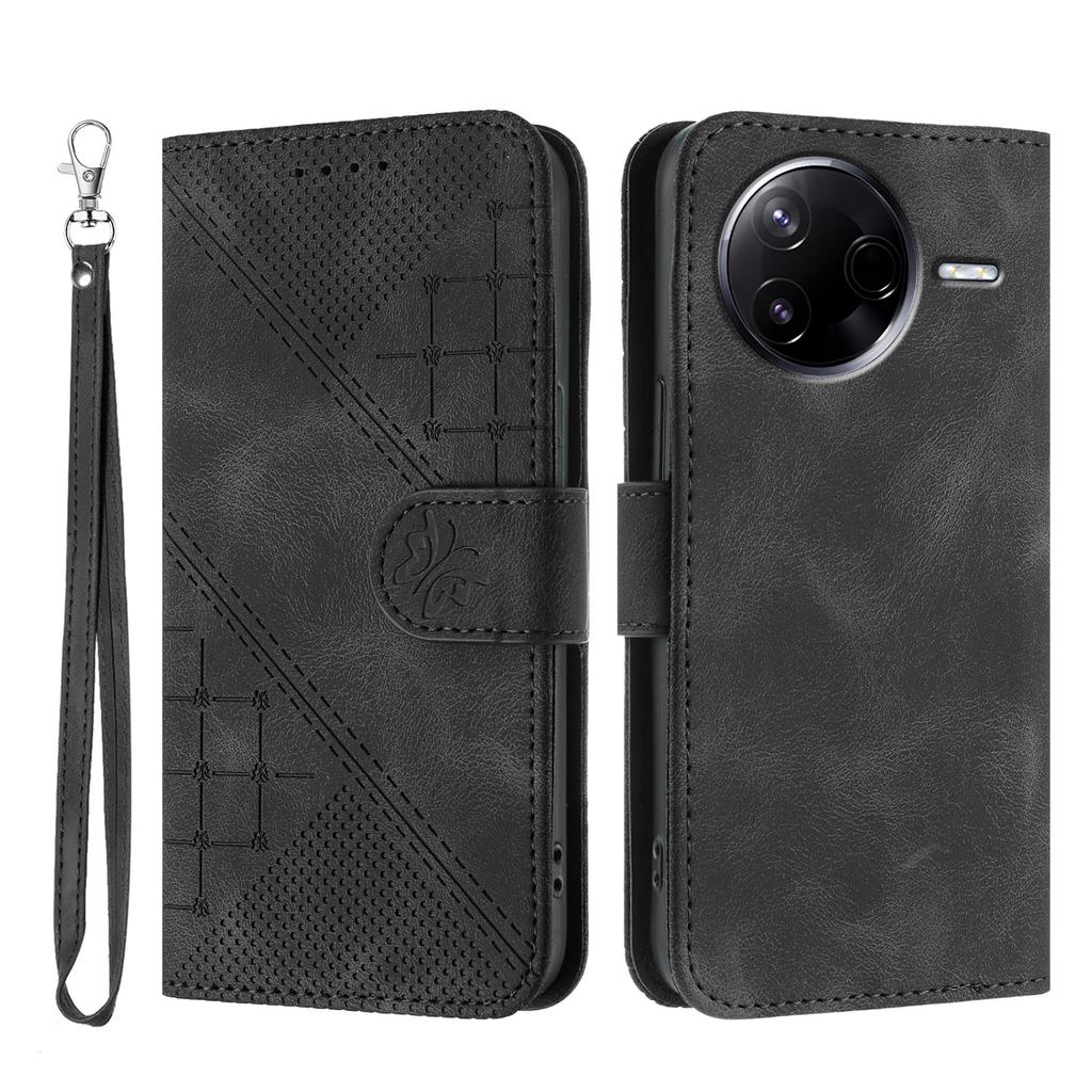 For Xiaomi Redmi K80 5G/Xiaomi Poco F7 Pro 5G Leather Wallet Case Butterfly Flower Imprinted Phone Cover with Strap