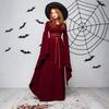 Halloween Renaissance Witch Dress for Women Gothic Victorian Dress Long Bell Sleeve Medieval Costume for Halloween Cosplay Party