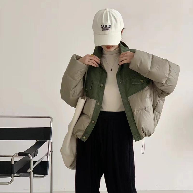 Поддельный двухкомпонентный джинсовый пуховик женский зимняя мода 2024 года дизайн чувство сращивания тренд теплая белая утиная пуховая куртка взрыв