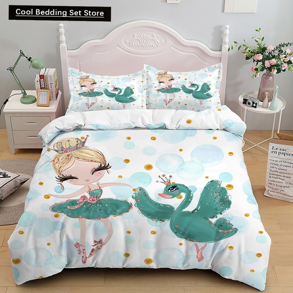 Мультяшный балетный танцующий девочка пододеяльник комплект постельного белья в стиле принцессы для двоих детей для девочек скандинавский покрывало для кровати полный двуспальный размер Queen King